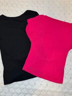 SHEIN Open Back Black & Hot Pink Short Sleeve Tee Set